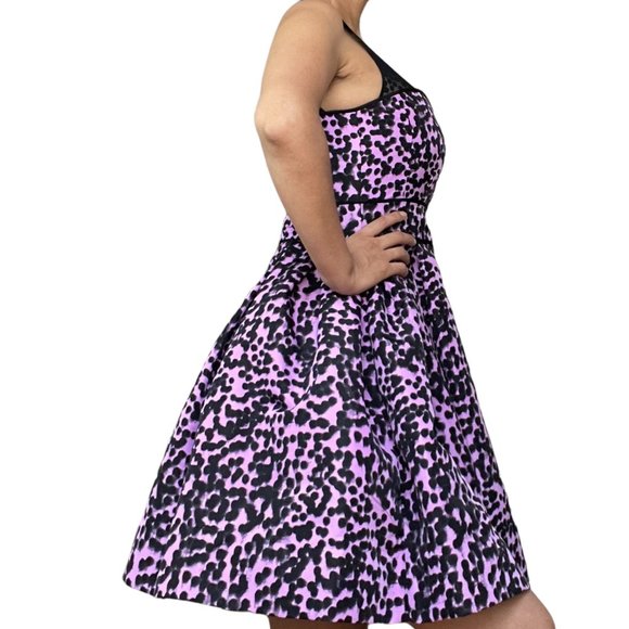 Taylor Womens Dress Size 2 Purple Black Polka Dot Ball Gown High Waist - Picture 3 of 11